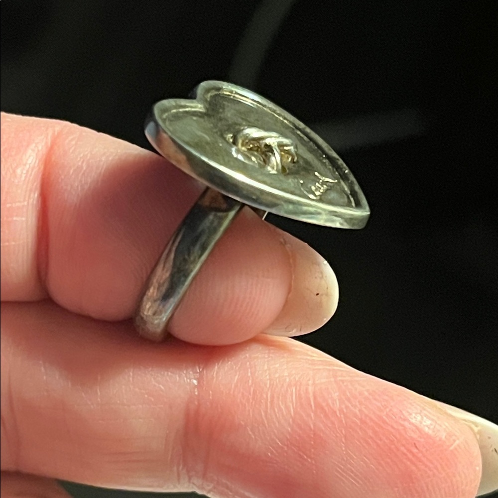 🦂TRADED🦂Vintage COACH Sterling Heart “Button” Ring - Picture 5 of 13